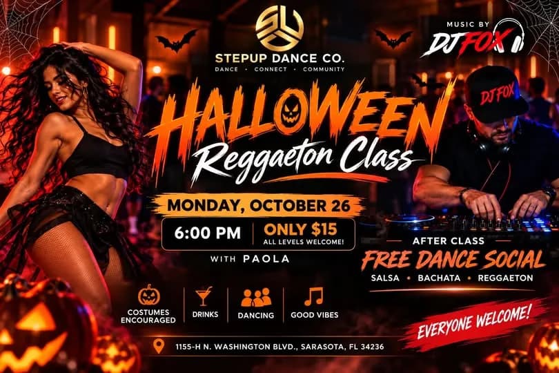 Halloween Reggaeton Class + Free Dance Party – Salsa in Sarasota, FL