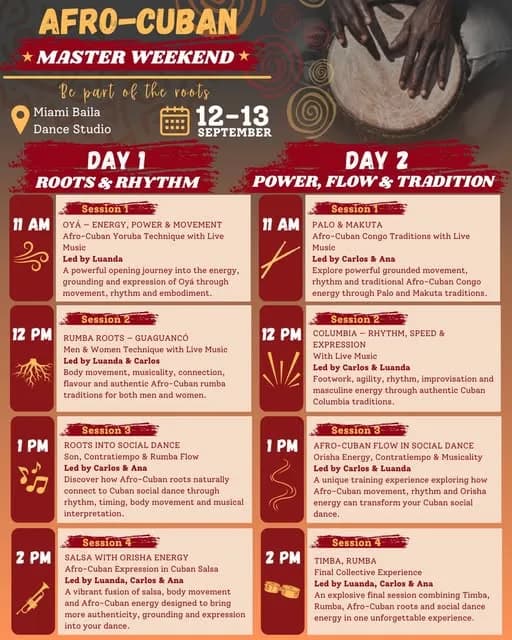 Afro-Cuban Master Weekend – Salsa in Miami, FL