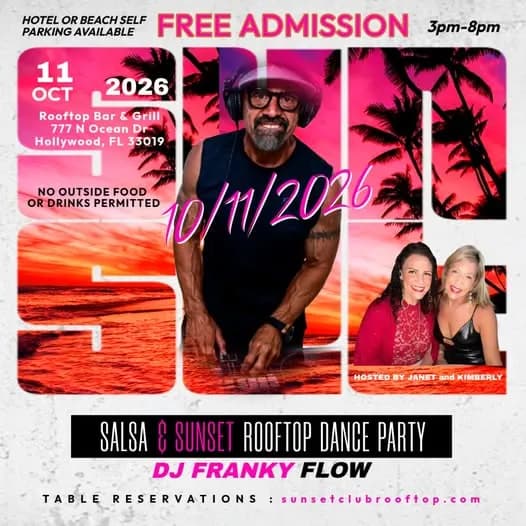 FIESTA DE SALSA Y ATARDECER EN LA TERRAZA – Salsa in Hollywood, FL