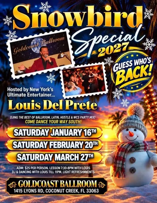 Dance Socials at Goldcoast Ballroom in Coconut Creek, FL