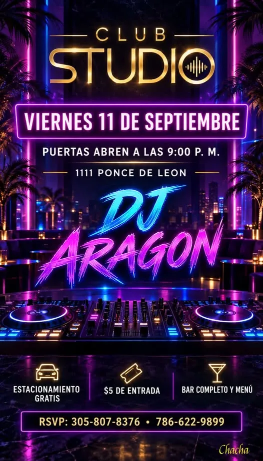 ¡ES ESTA NOCHE EN CLUB STUDIO! – Cha-Cha